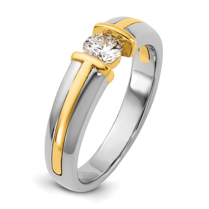 14K Two-Tone Gold .5ct Mens Wedding Band Ring