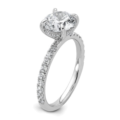14K White Gold 2 3/8 carat Certified Lab Grown Diamond VS+ F+ Round Complete Solitaire with Flair Engagement Ring