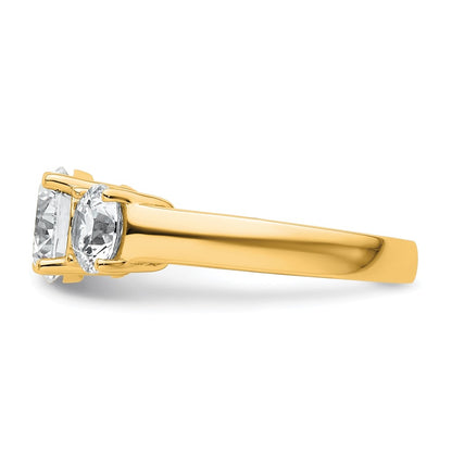 14K Yellow Gold 3 carat Lab Grown Diamond VS/SI+ G+ Three Stone Complete Engagement Ring