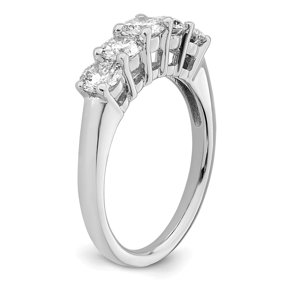 14K White Gold 5-Stone Shared Prong 1.5 carat Round Complete Diamond Wedding Band Ring