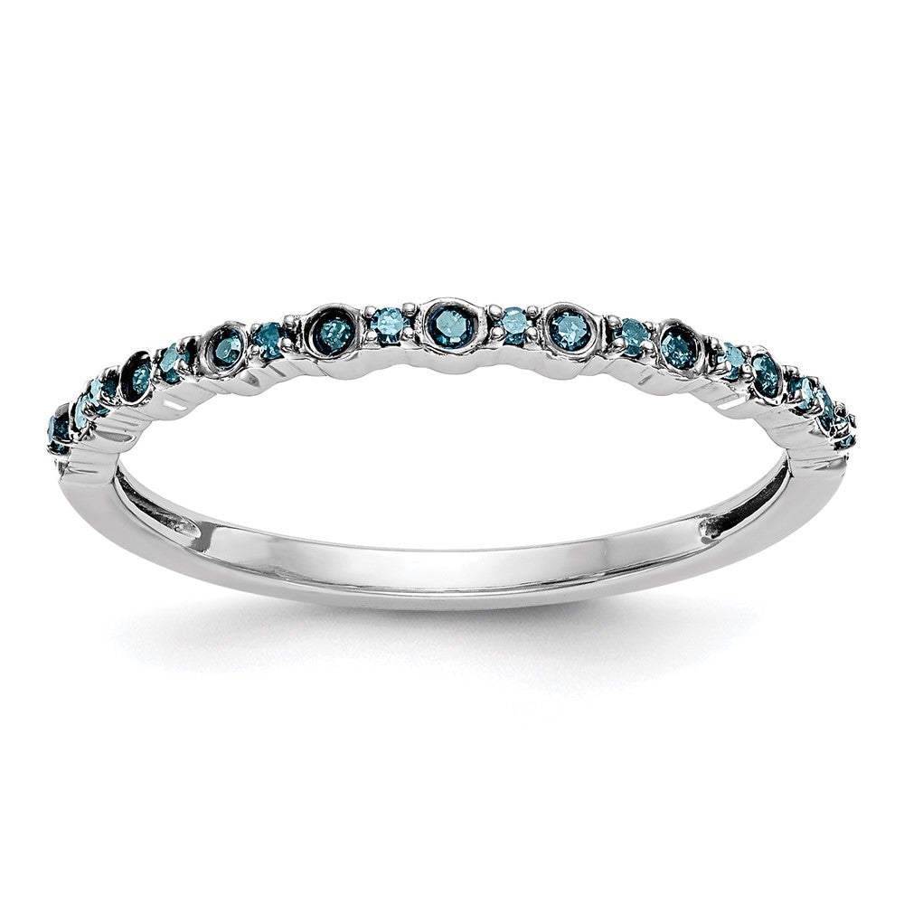 14K White Gold 1/10 carat Blue Diamond Complete Wedding Band Ring