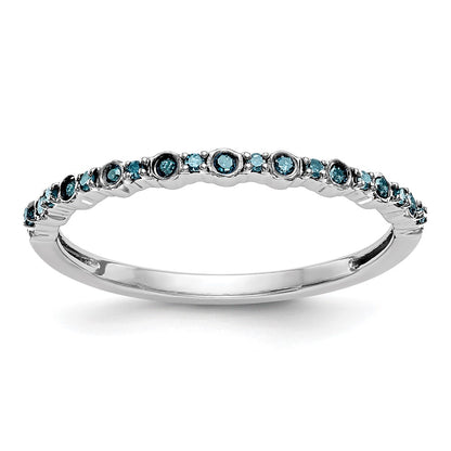 14K White Gold 1/10 carat Blue Diamond Complete Wedding Band Ring