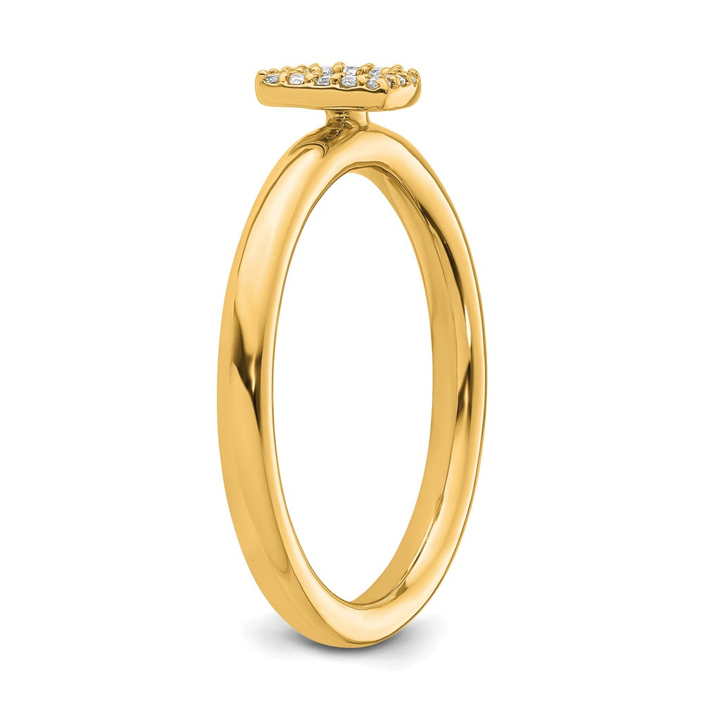 14K Yellow Gold Stackable Diamond Initial D Size 7 Ring