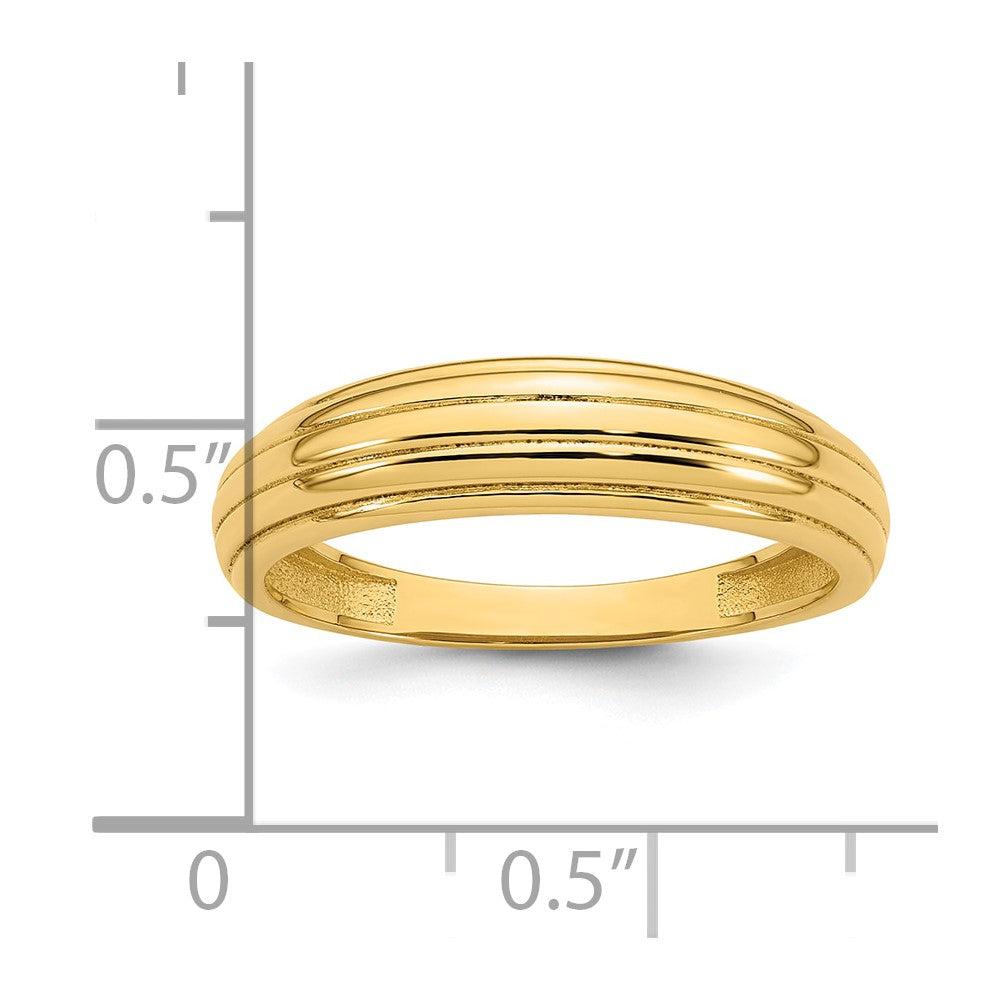 14K Yellow Gold Polished Grooved Graduated Size 7 Ring