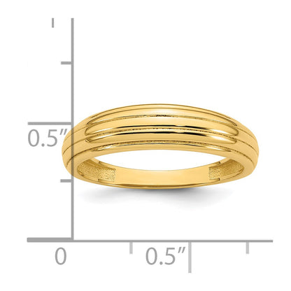 14K Yellow Gold Polished Grooved Graduated Size 7 Ring