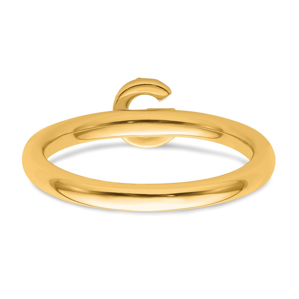14K Yellow Gold Stackable Diamond Initial G Size 7 Ring