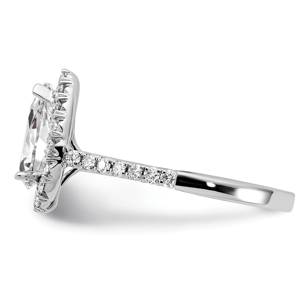 True Origin 14K White Gold 5/8 carat Lab Grown Diamond VS+ F+ Semi-Mount Pear Halo Engagement Ring