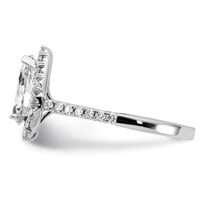 True Origin 14K White Gold 5/8 carat Lab Grown Diamond VS+ F+ Semi-Mount Pear Halo Engagement Ring
