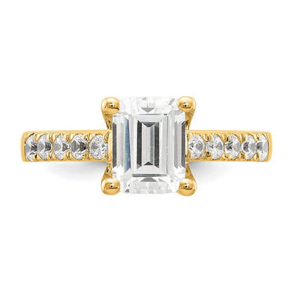 True Origin 14K Yellow Gold 3/8 carat Lab Grown Diamond VS+ F+ Semi-Mount Emerald Engagement Ring