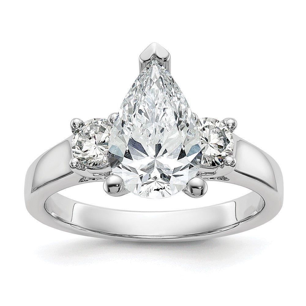 14K White Gold Round Simulated Diamond Halo Engagement Ring