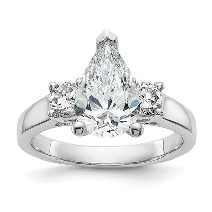 14K White Gold Round Simulated Diamond Halo Engagement Ring