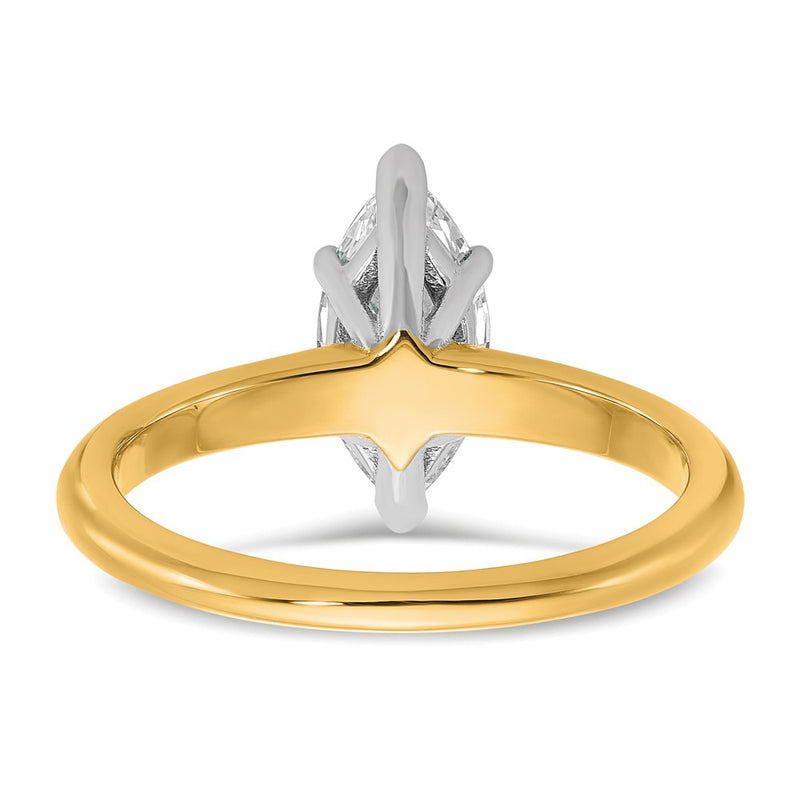 14K Two-Tone Gold Two-tone 1 carat Lab Grown Diamond VS+ F+ Marquise Solitaire Complete Engagement Ring