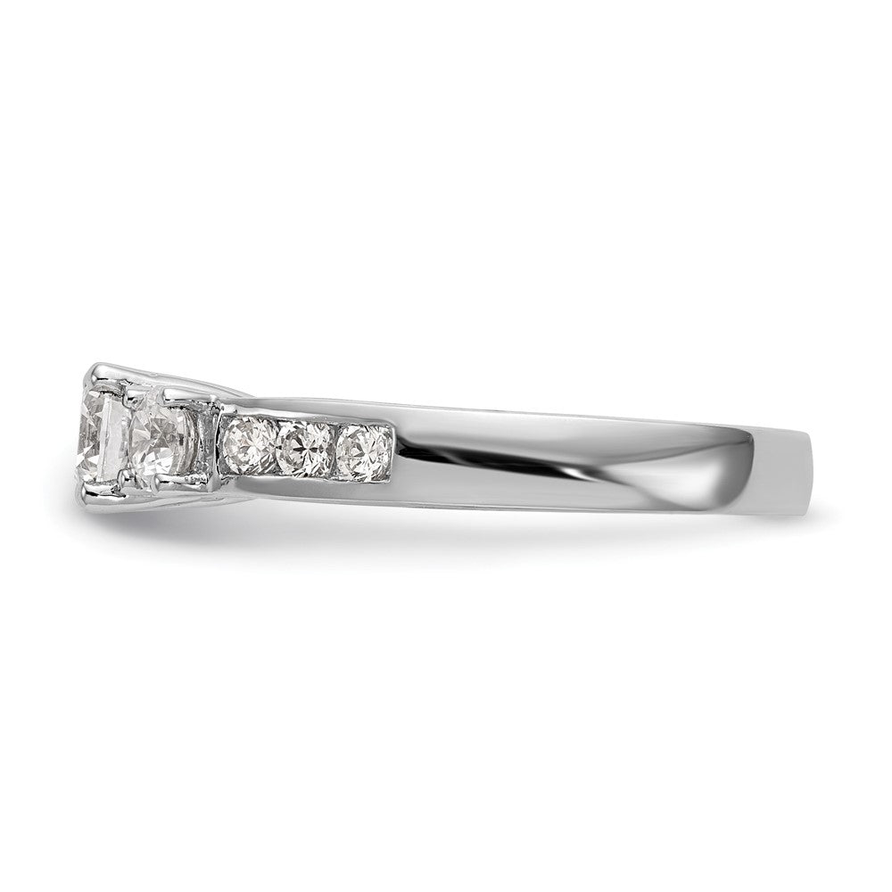 14K White Gold 1 1/2 carat Lab Grown Diamond VS/SI+ G+ Round Complete Three Stone Engagement Ring