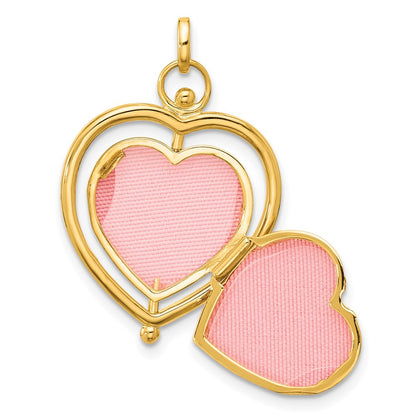 14K Yellow Gold and Rhodium Floral SPECIAL MUM and Tree in Spinning Frame Reversible 15mm Heart Locket