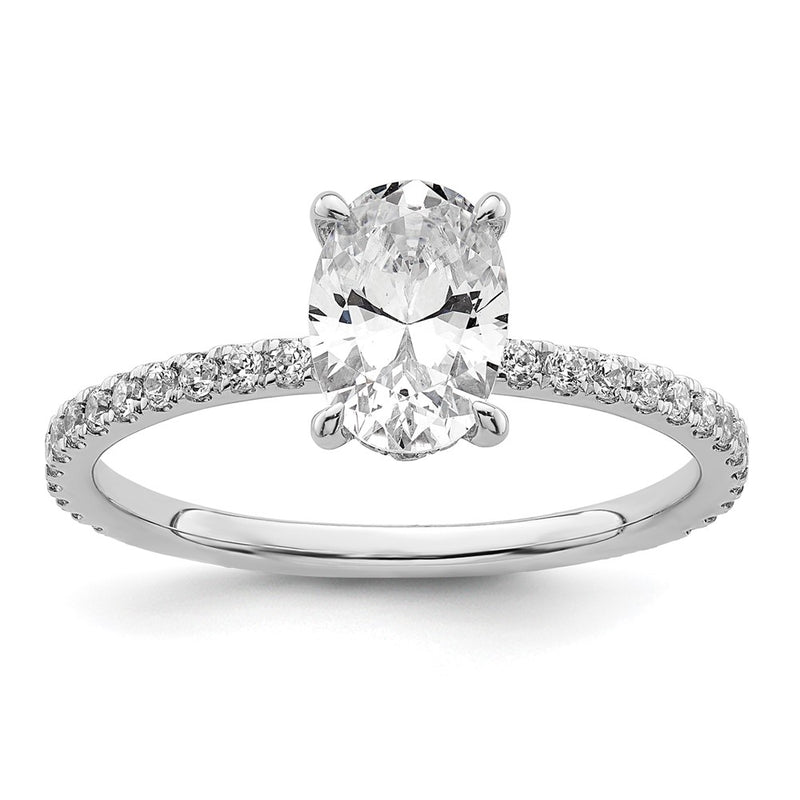 14K White Gold 1 1/3 carat Certified Lab Grown Diamond VS/SI+ G+ Oval Complete Solitaire with Flair Engagement Ring