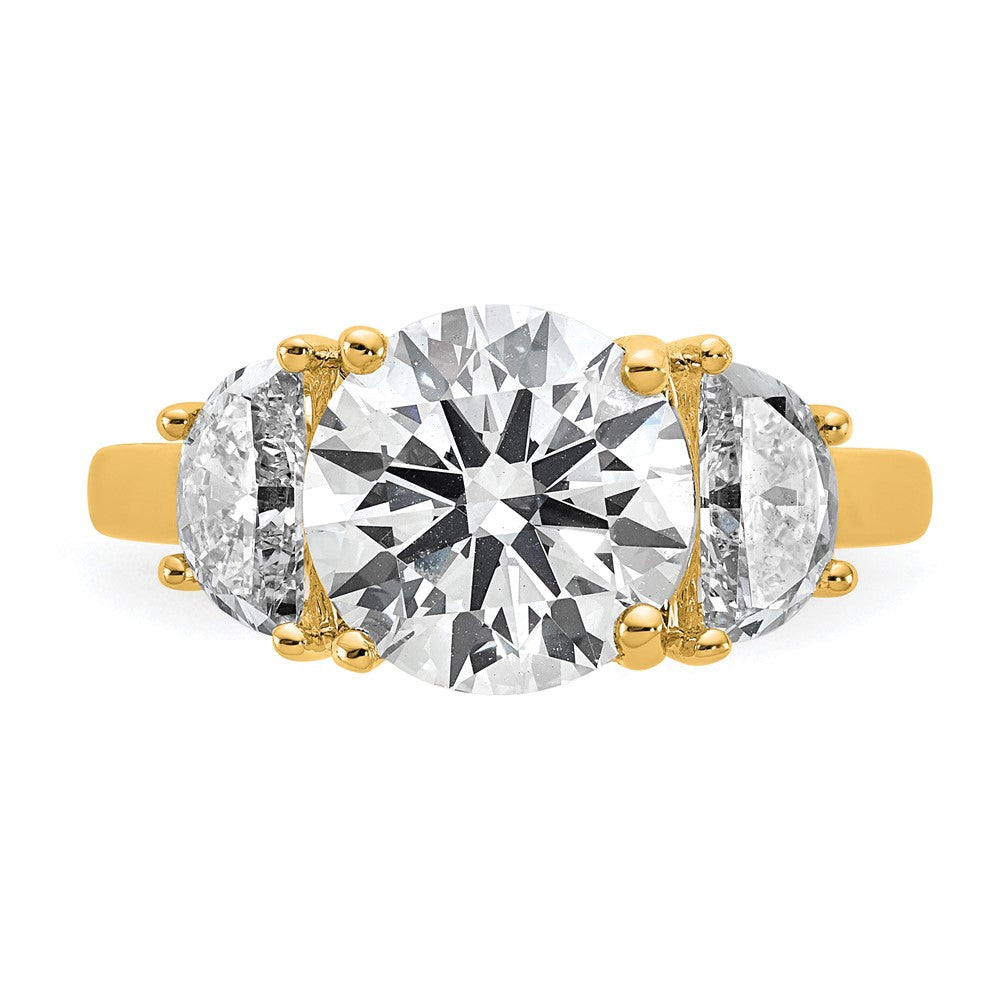14K Yellow Gold 4 carat Certified Lab Grown Diamond VS+F+ Round Complete Three Stone Engagement Ring