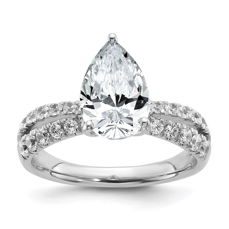 True Origin 14K White Gold 2 5/8 carat Lab Grown Diamond VS+ F+ Complete Pear Engagement Ring
