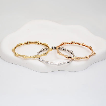 14K Yellow Gold Sparkling Hinged Cuff Bracelet