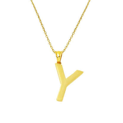 14K Yellow Gold Classic Y Initial Necklace