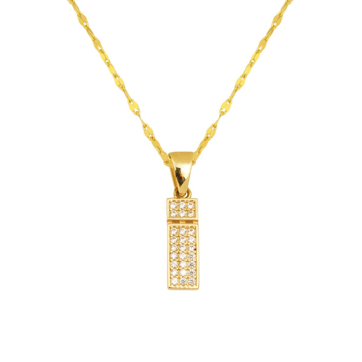 14K Yellow Gold Initial Cubic Zirconia Initial Necklace