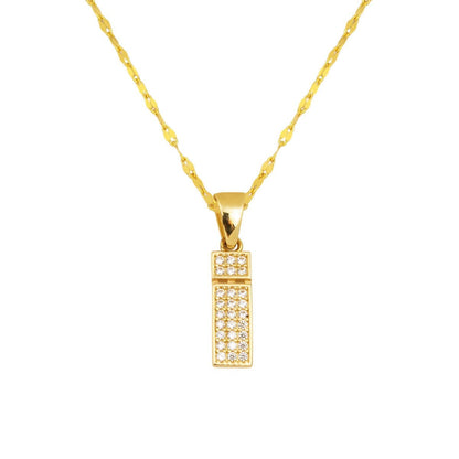 14K Yellow Gold Initial Cubic Zirconia Initial Necklace