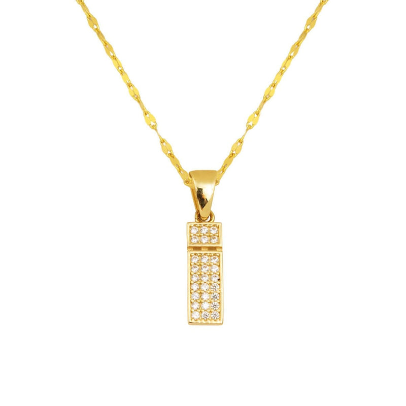 14K Yellow Gold Initial Cubic Zirconia Initial Necklace