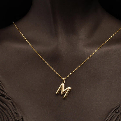 14K Yellow Gold Balloon Initial M Necklace