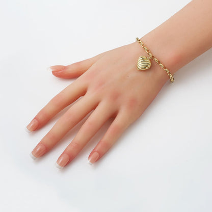 14K Yellow Gold Thick Chain Heart Bracelet
