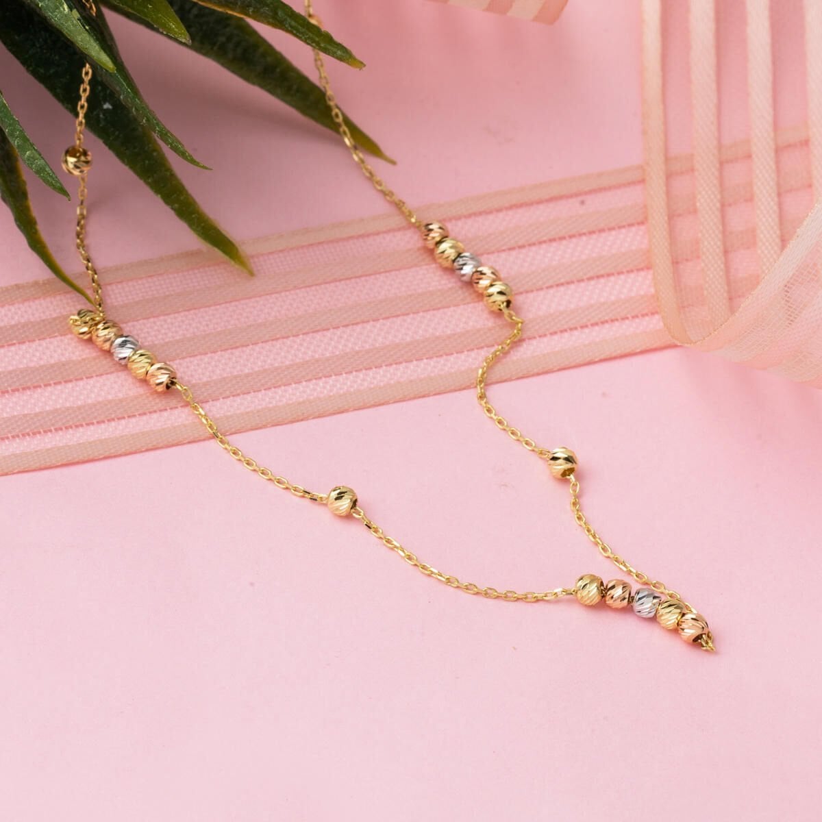14K Yellow Gold Bead Chain Necklace (3 g)