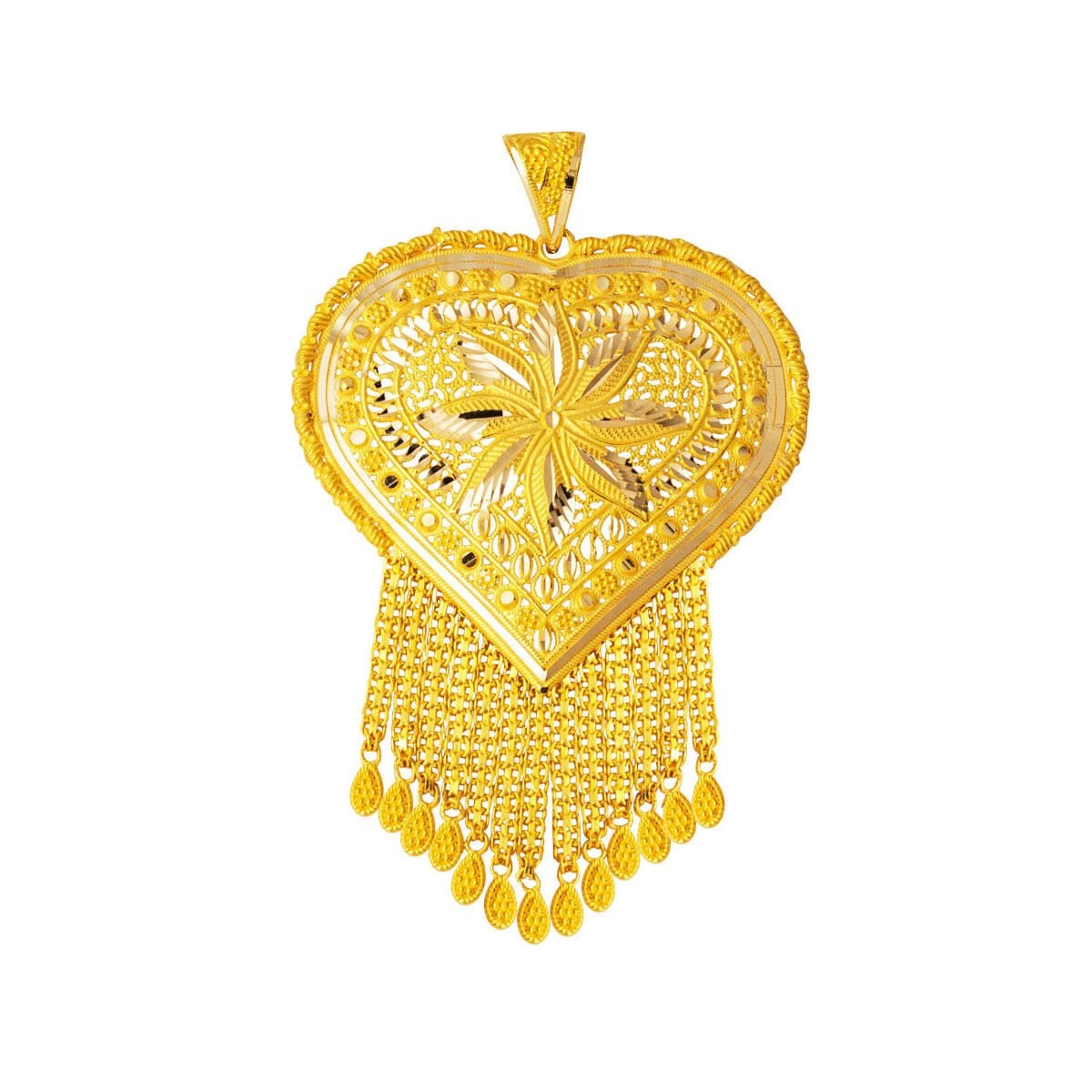 14K Yellow Gold Laurel Indian Style Pendant