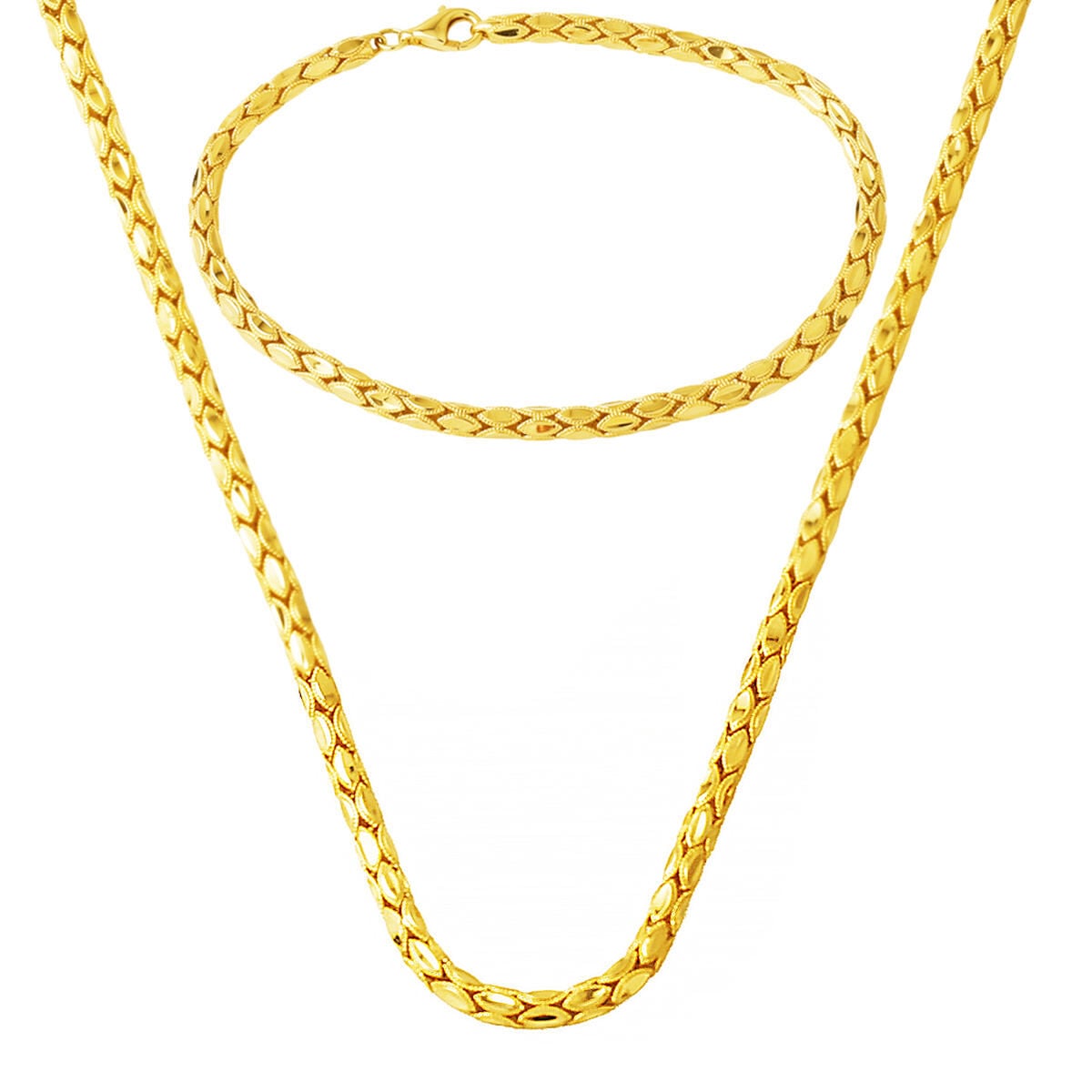14K Yellow Gold Hittite Italian Chain Jewelry Set
