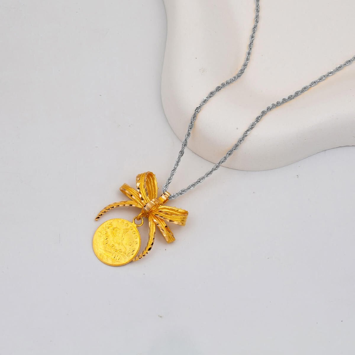 22K Yellow Gold Quarter Coin Ottoman Resat Coin Pendant