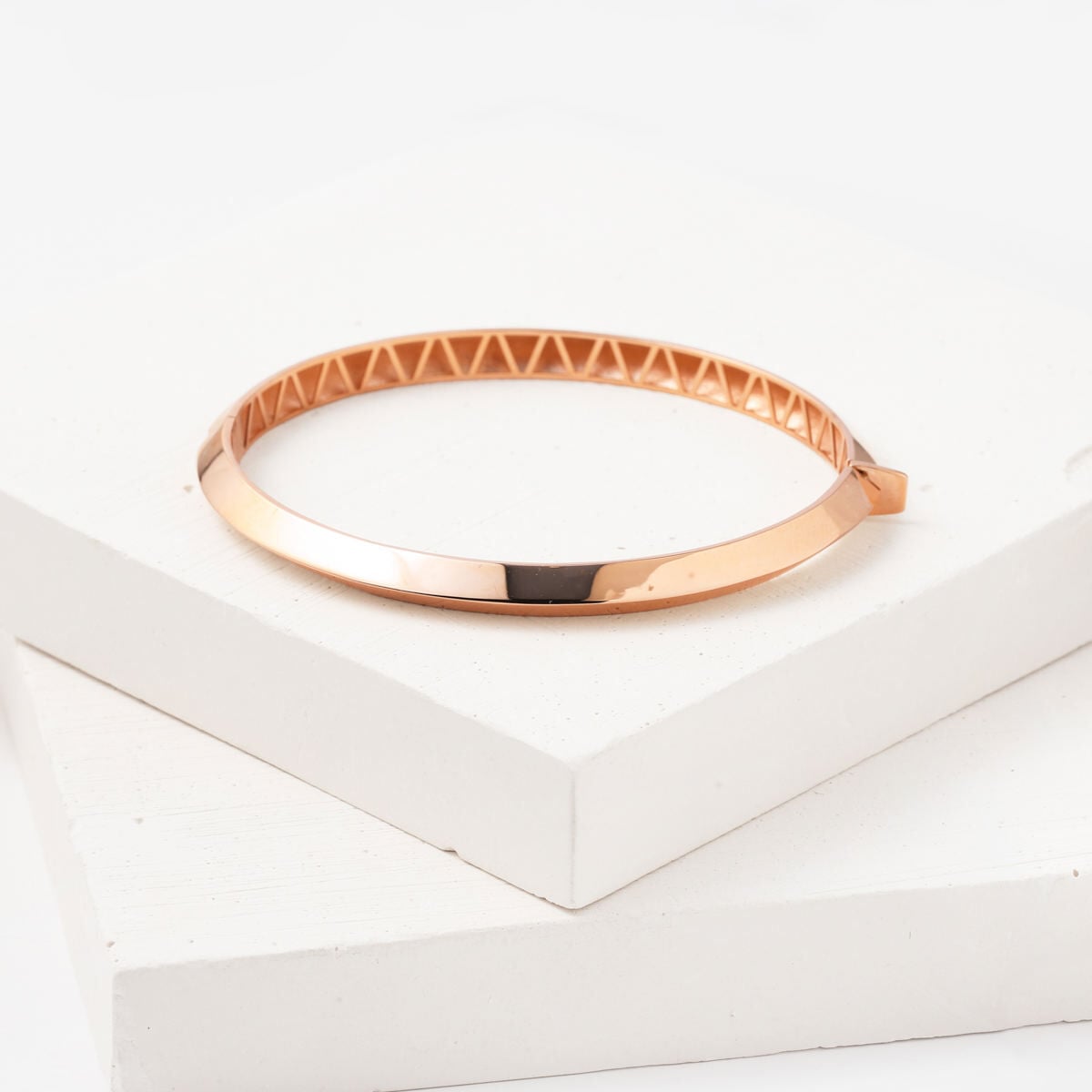 14K Rose Gold Women's Hinged Cuff Bangle