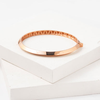 14K Rose Gold Women's Hinged Cuff Bangle