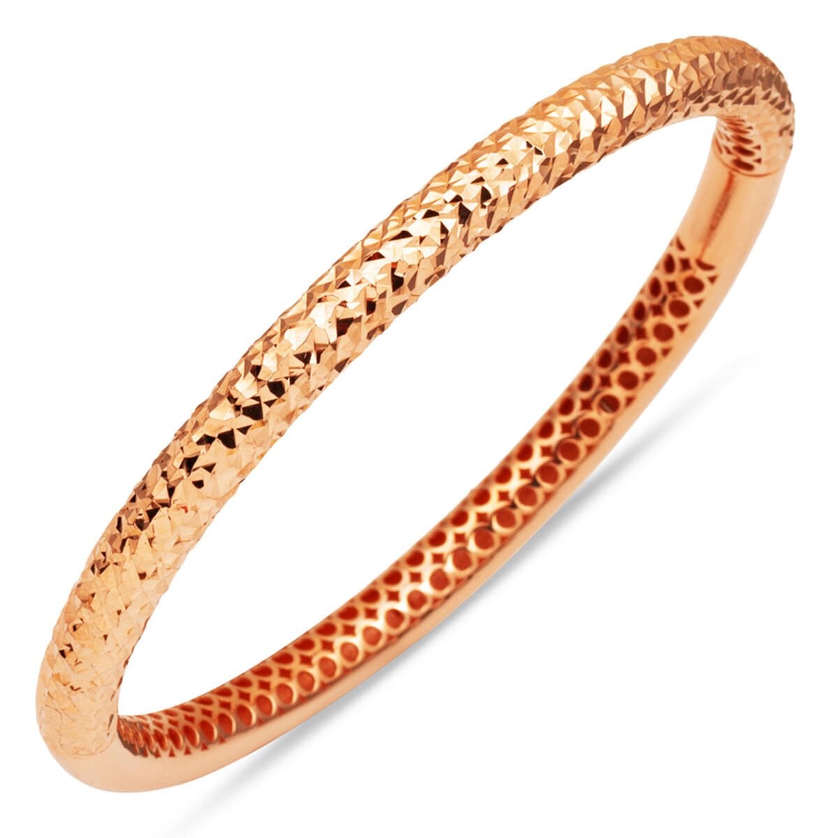 14K Rose Gold Sparkling Hinged Cuff Bangle (11.75 g)