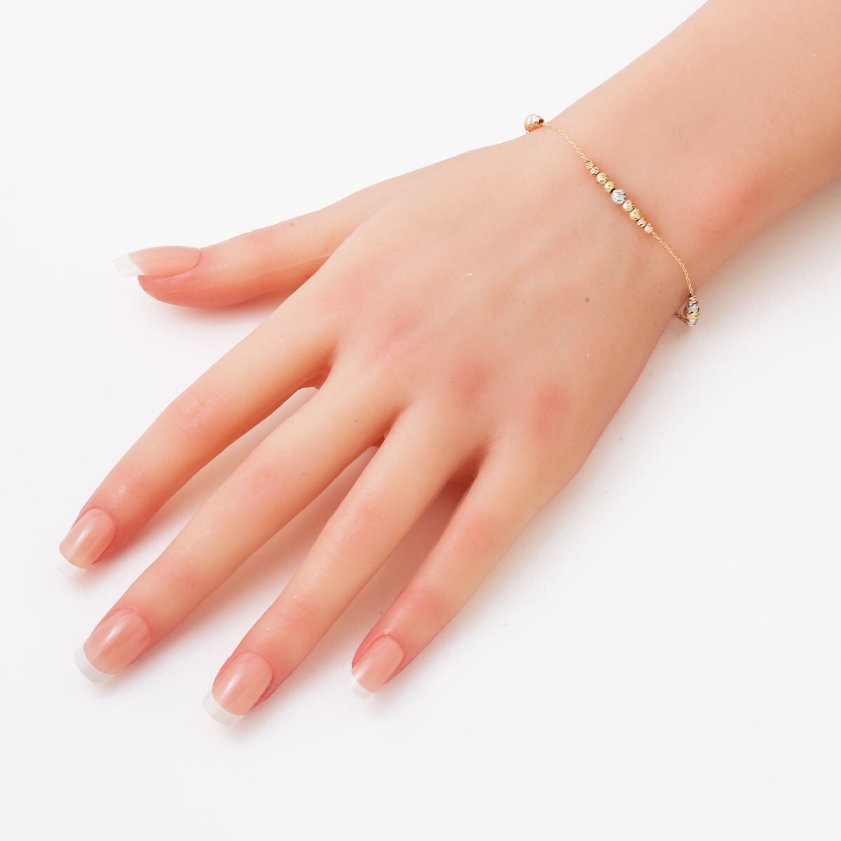 14K Yellow Gold Three Tone Gold Bead Bracelet