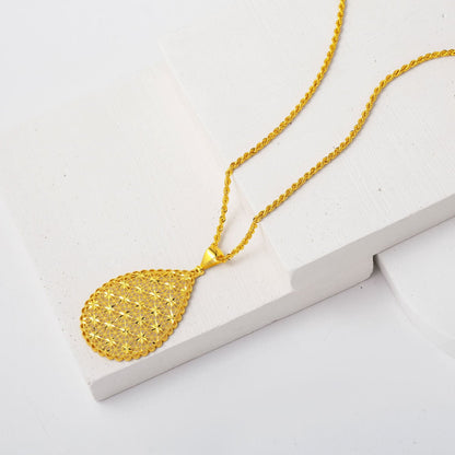 14K Yellow Gold Teardrop Flower of Life Pendant