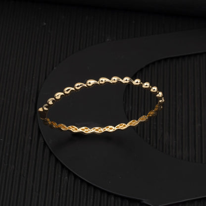 14K Yellow Gold Thin Designer Inspired Hinged Cuff Bracelet