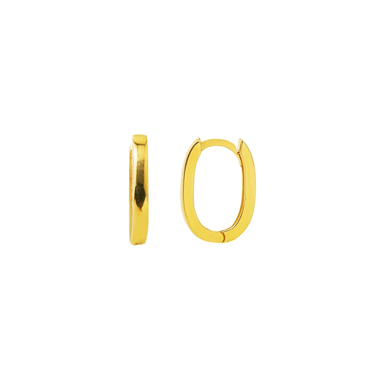 14K Yellow Gold Oval Minimalist Hoop Earrings