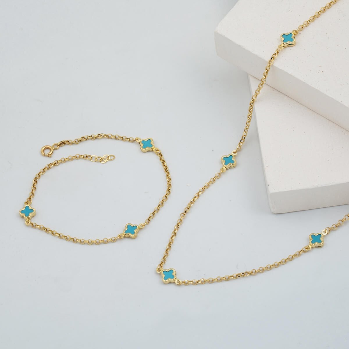 14K Yellow Gold Designer Inspired Double Cubic Zirconia Set