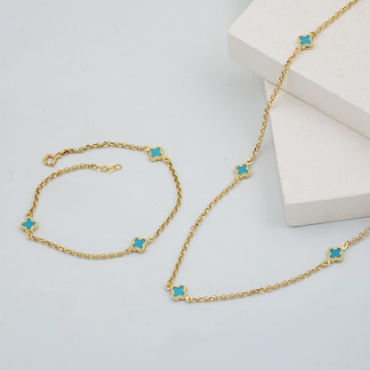 14K Yellow Gold Designer Inspired Double Cubic Zirconia Set
