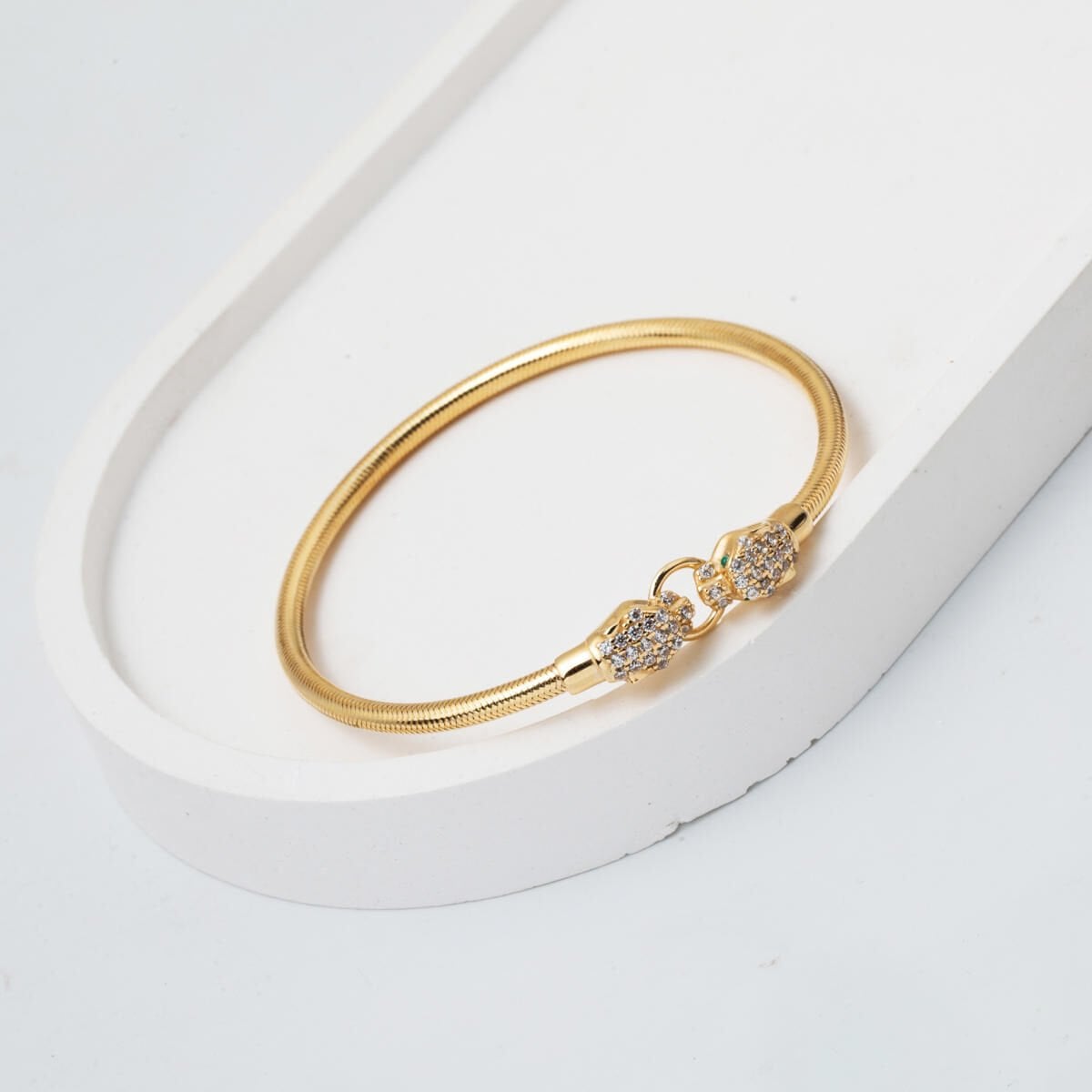 14K Yellow Gold Jaguar Italian Cubic Zirconia Bracelet