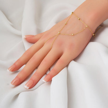 14K Yellow Gold Shahmaran Gold Bead Ring Bracelet