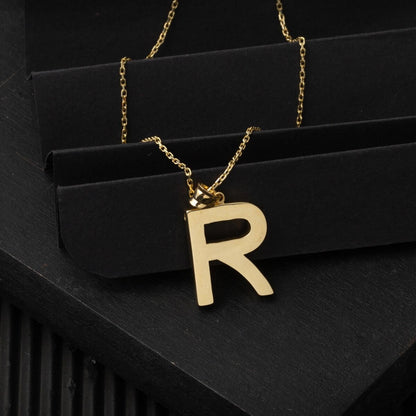 14K Yellow Gold Classic Initial R Necklace