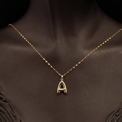 14K Yellow Gold Balloon Initial A Necklace