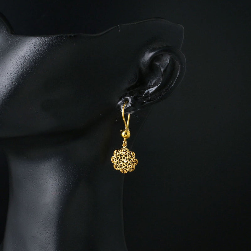 14K Yellow Gold Dangle Flower of Life Earrings