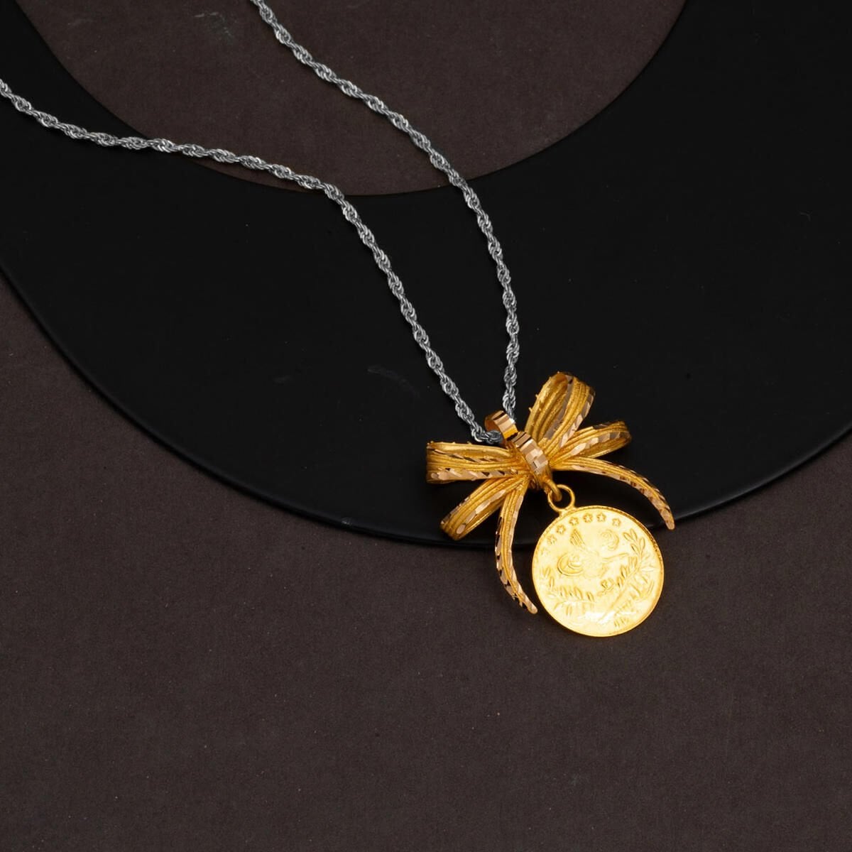 22K Yellow Gold Quarter Coin Ottoman Resat Coin Pendant