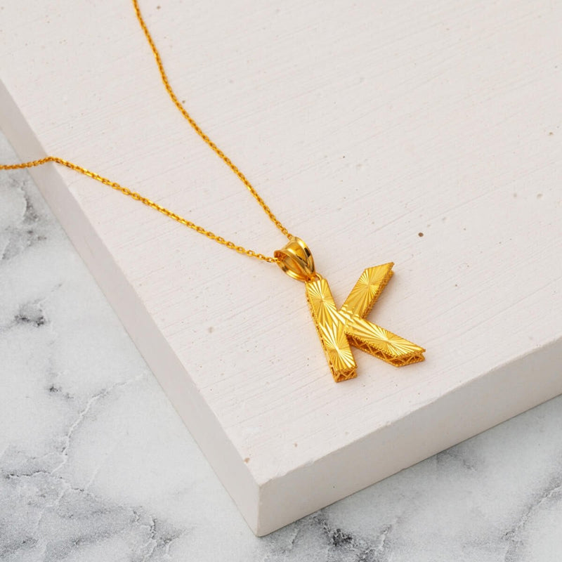 22K Yellow Gold Initial K Necklace