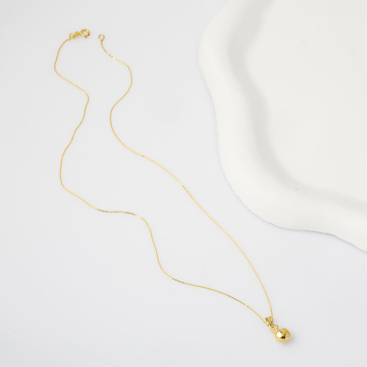 14K Yellow Gold Apple Necklace