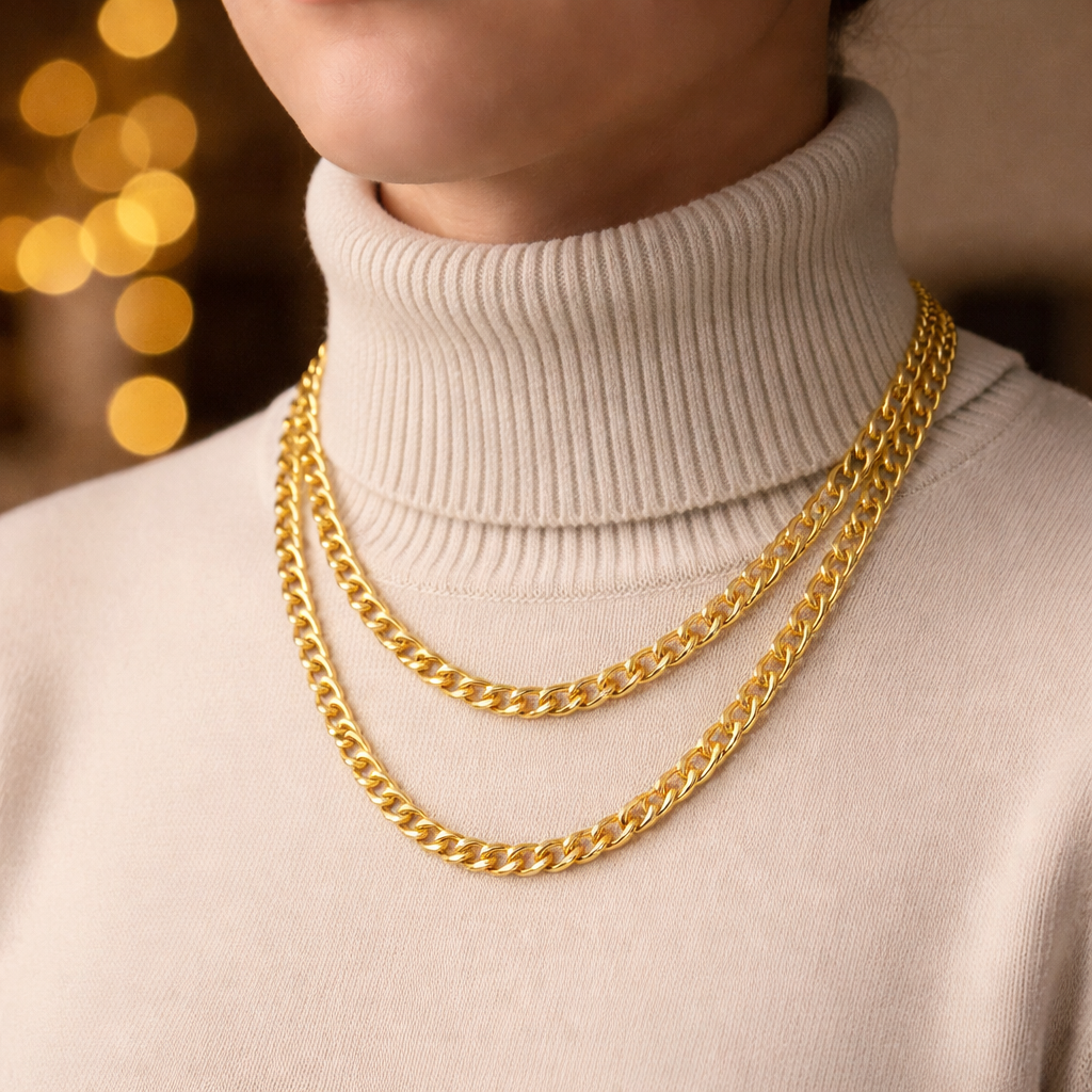 14K Yellow Gold Wrap Curb Chain 1 Meter